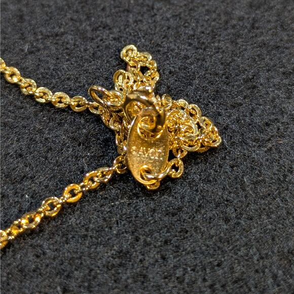 Vintage Avon Blue Rhinestone Gold Tone Necklace 18" & Earrings Set - Picture 5 of 5